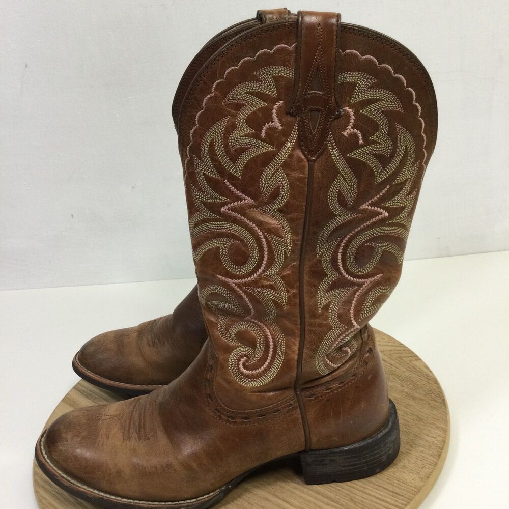 Ariat Womens Heritage Boots Leather Western Stitch Mid Calf Brown Size 7B - Picture 5 of 14